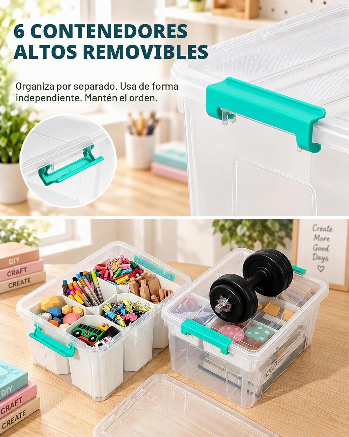 EOENVIVS Bolsa de almacenamiento transparente con 6 insertos altos,...