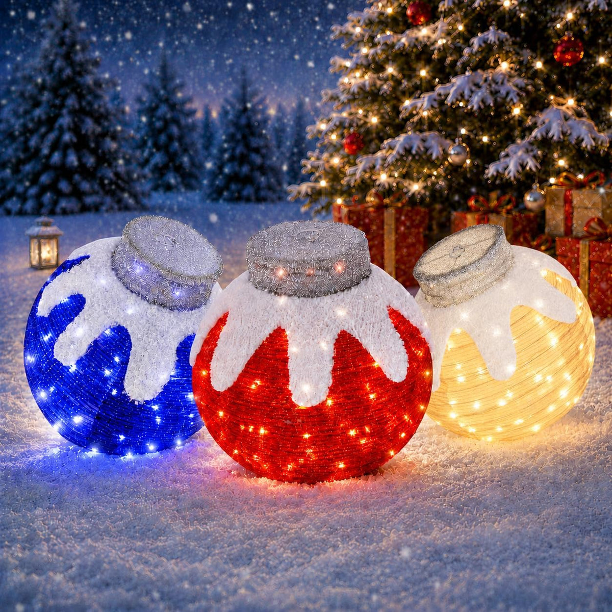 Adornos de Navidad para exteriores, decoración de bolas navideñas e...