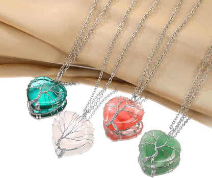 Bestyle Collar de cristal curativo envuelto en árbol de la vida, co...