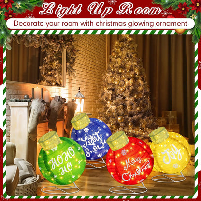 Dingion - Juego de 4 bolas de Navidad grandes para exteriores ilumi...