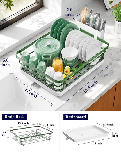 Kitsure Escurridor de platos para encimera de cocina, 12 pulgadas d...