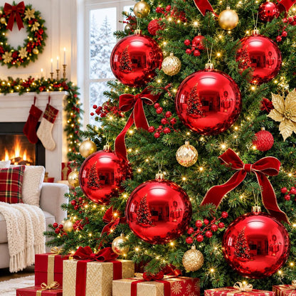 Zubebe 4 piezas Adornos de bola de Navidad extra grandes de 8'...