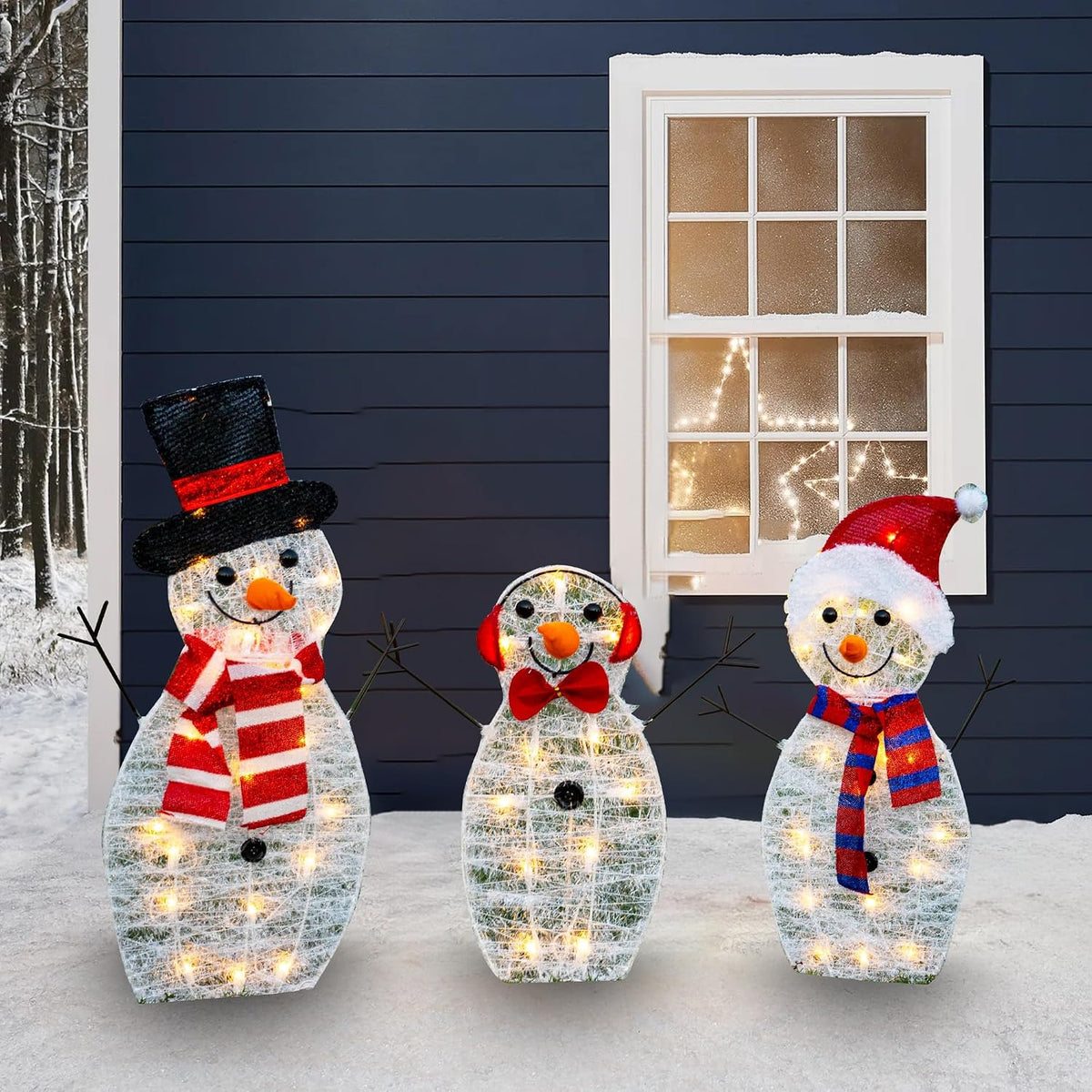 Decoración de muñeco de nieve iluminado brillante para exteriores |...