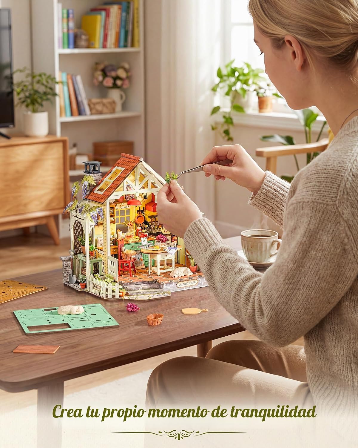 Rolife Kit de casa de muñecas en miniatura para cocina de granja, r...