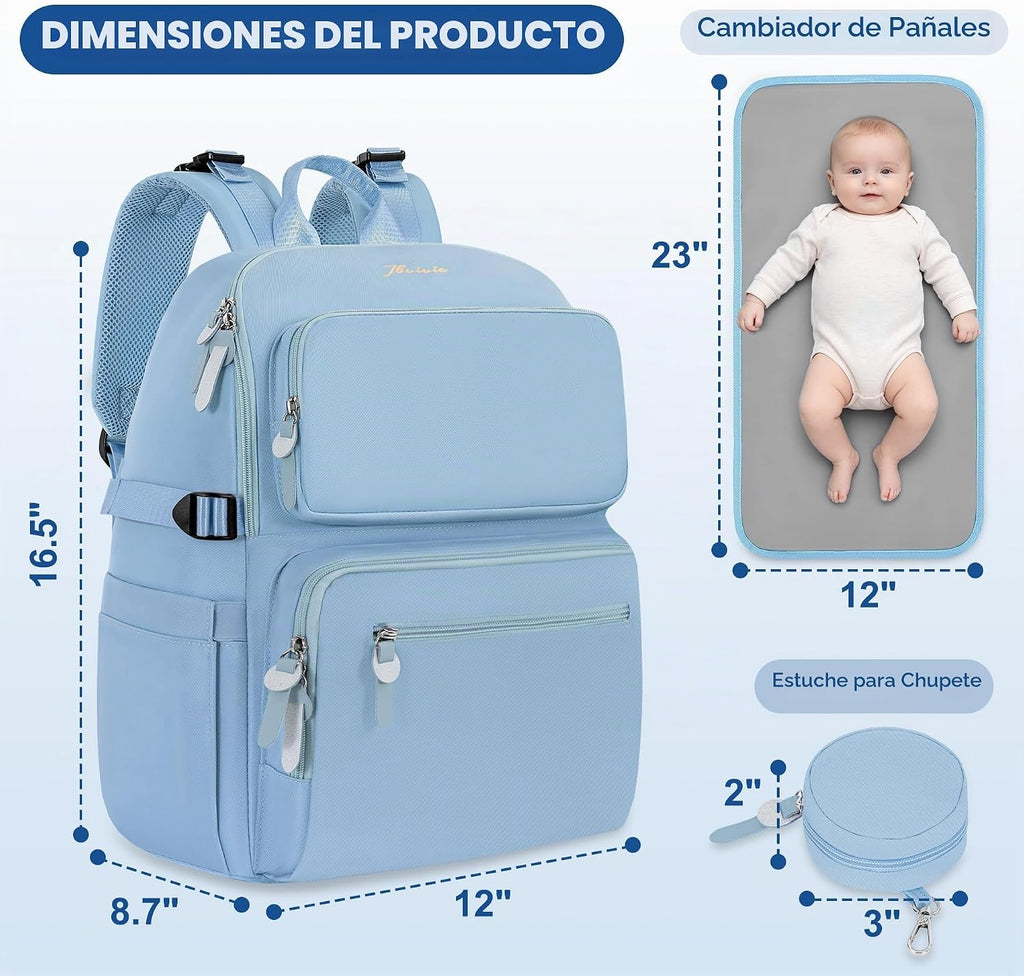 IBVIVIC Mochila para pañales con cambiador portátil, color azul cla...