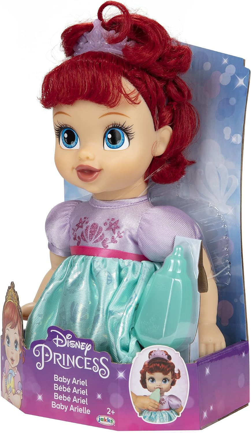 Disney Princess Muñeca Bebé Ariel con Biberón de Bebé y Tiara