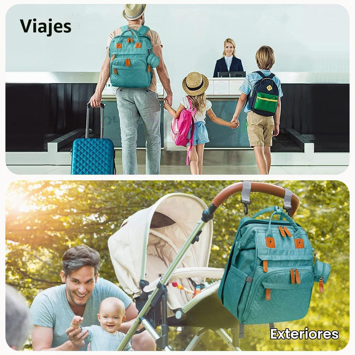 KABAQOO Mochila para pañales con estación de cambio desmontable, bo...