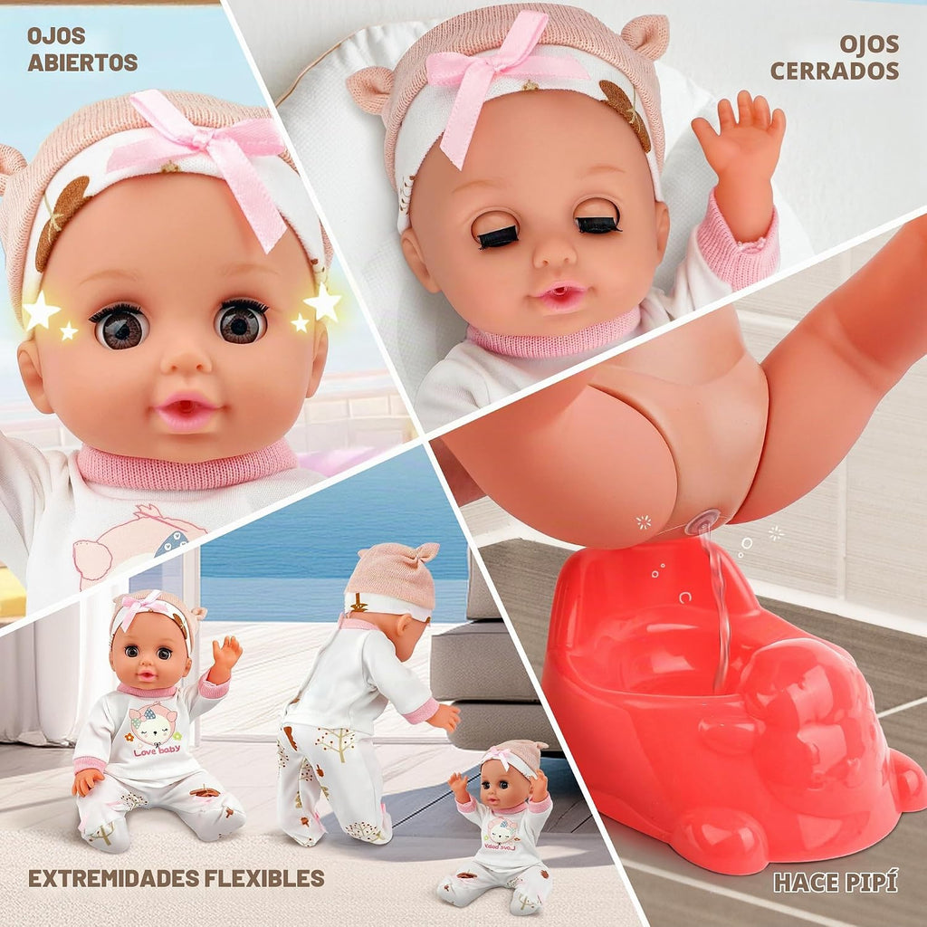 SMILESSKIDDO Muñeca de bebé de 14 pulgadas con accesorios para muñe...