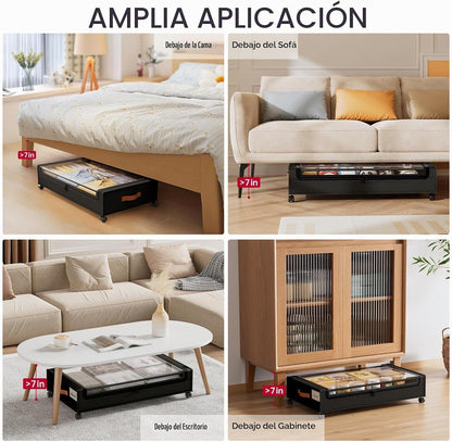 Yecaye Almacenamiento debajo de la cama con ruedas de 60 L, paquete...
