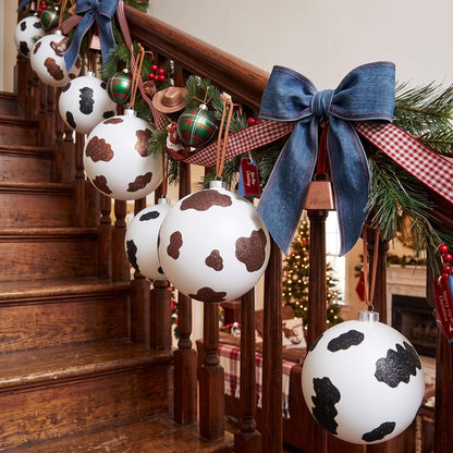 Tigeen 4 piezas de 6 pulgadas grande de vaca impresión Navidad bola...