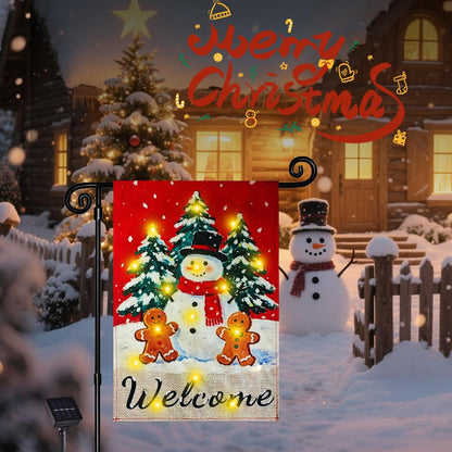 Bandera de jardín de Navidad iluminada para exteriores, 8 modos LED...