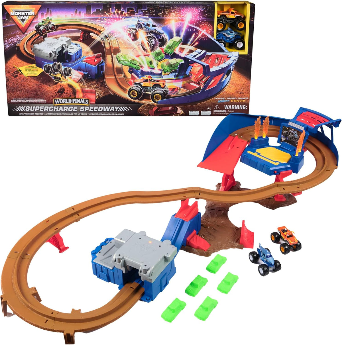 Monster Jam Supercharge Speedway Monster Truck Juego de juego, esca...