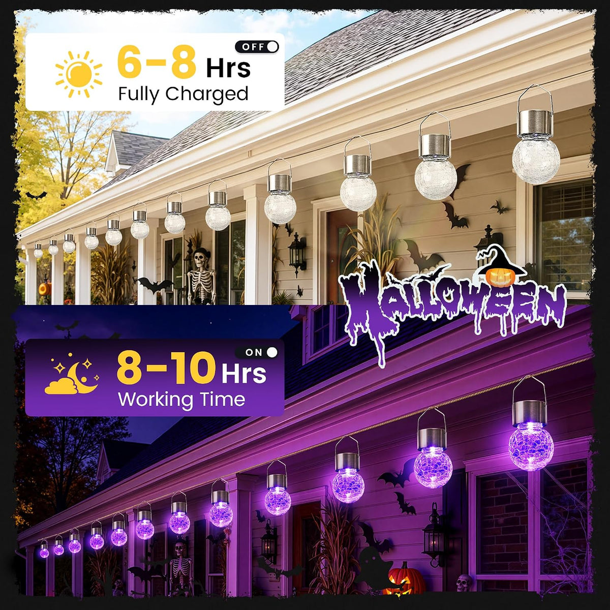 GIGALUMI Luces solares de Halloween Linternas solares colgantes al...