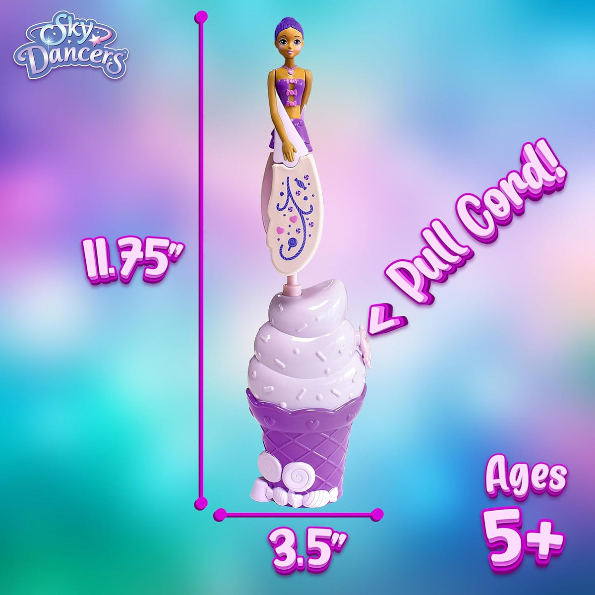Sky Dancers Muñeca voladora, juguete de tirar, sin baterías, morado...