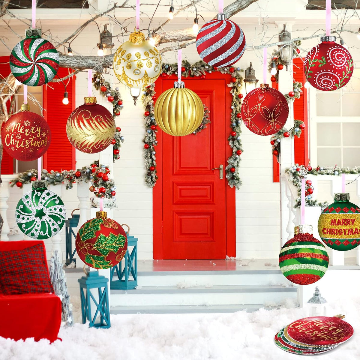 Rtteri - 30 adornos colgantes de Navidad para exteriores, estilo vi...