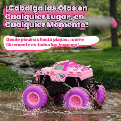 Threeking 1:16 Camión Monstruo Anfibio Coche de Control Remoto Rosa...