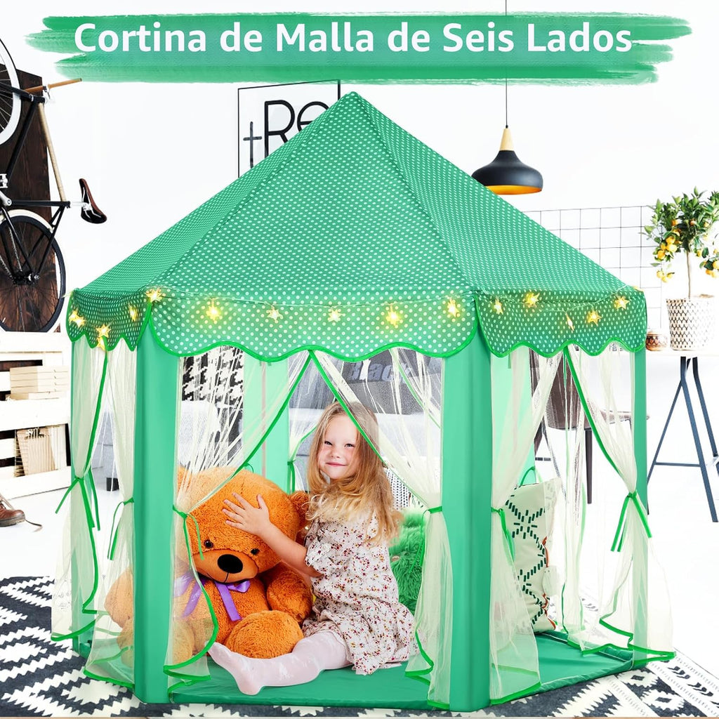Monobeach Tienda de campaña de princesa para niñas, casa de juegos...