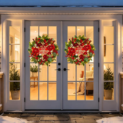 Coronas de Navidad para puerta delantera, corona de Navidad de 24 p...
