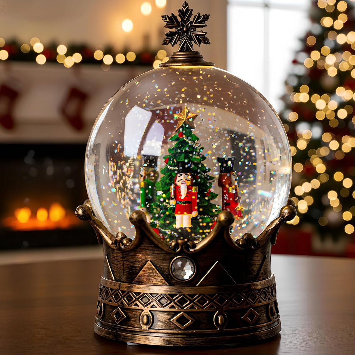 Bola de nieve cascanueces, linterna de Navidad iluminada musical co...