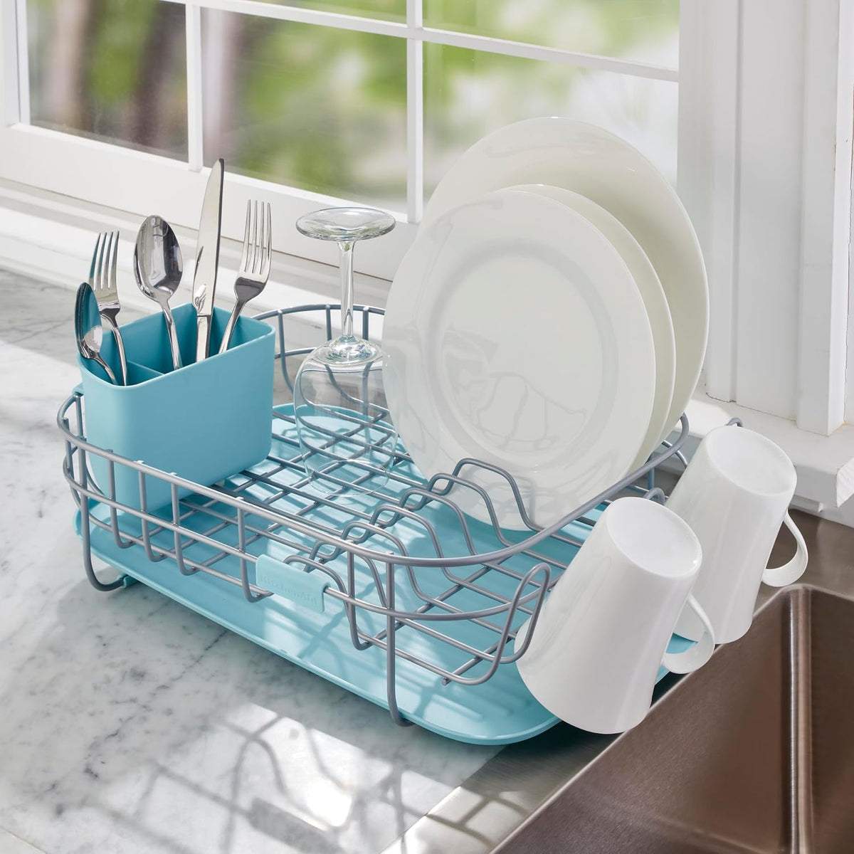 KitchenAid Escurridor compacto de bajo perfil con cajón extraíble p...