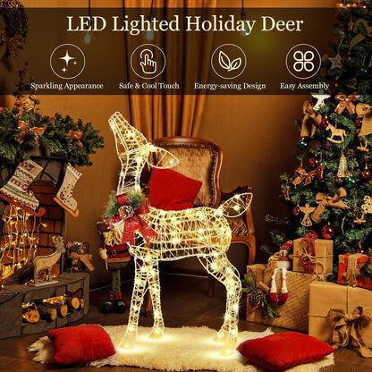 Tangkula Reno navideño iluminado, decoraciones de ciervos 3D para |...