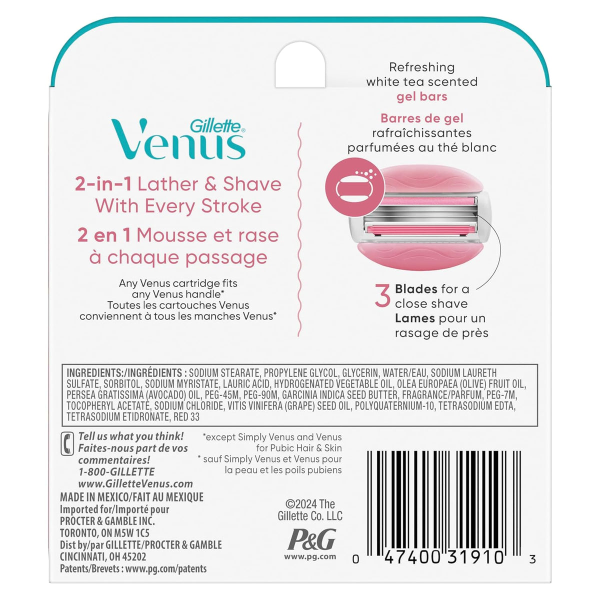 Gillette Venus ComfortGlide White Tea Cuchillas de afeitar para muj...