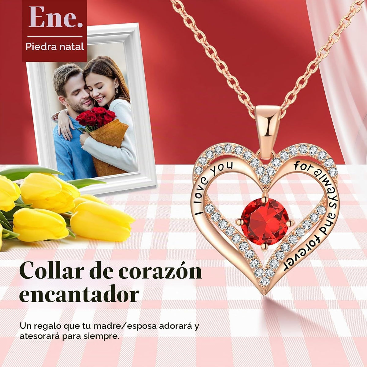 Collares de oro rosa de 18 quilates para mujer, regalos de cumpleañ...