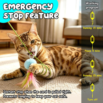 HAPPYCODE Juguete interactivo para gatos, pájaro aleteo y pluma gir...