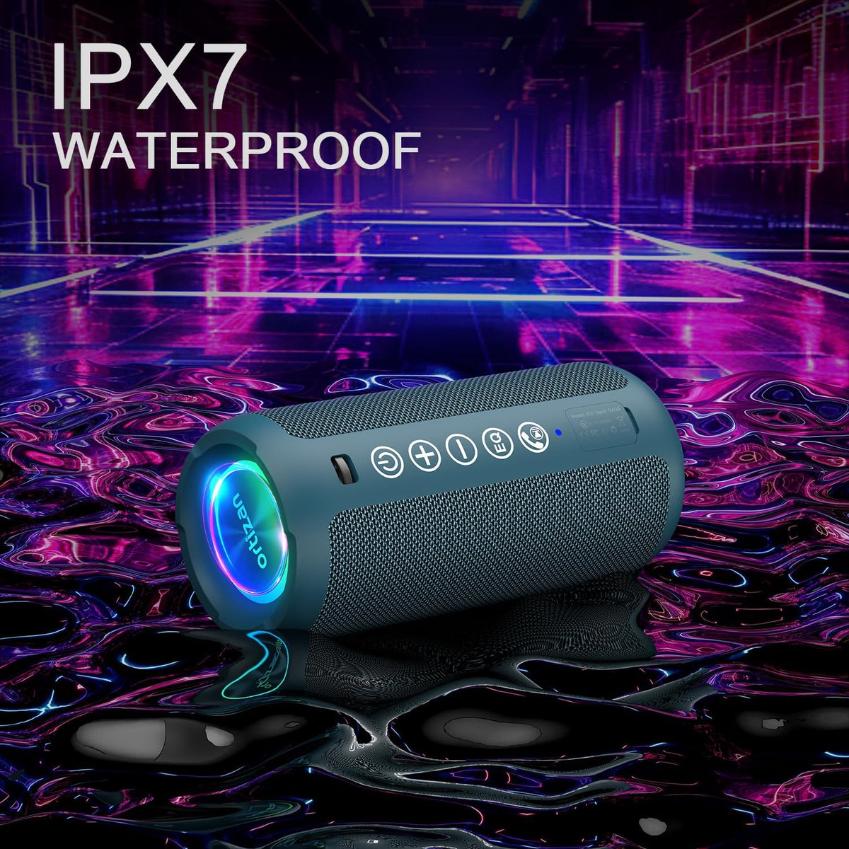 Ortizan Altavoz Bluetooth portátil, impermeable IPX7, inalámbrico,...