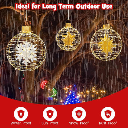 Tangkula - Paquete de 3 bolas de Navidad con luces LED, esfera de m...