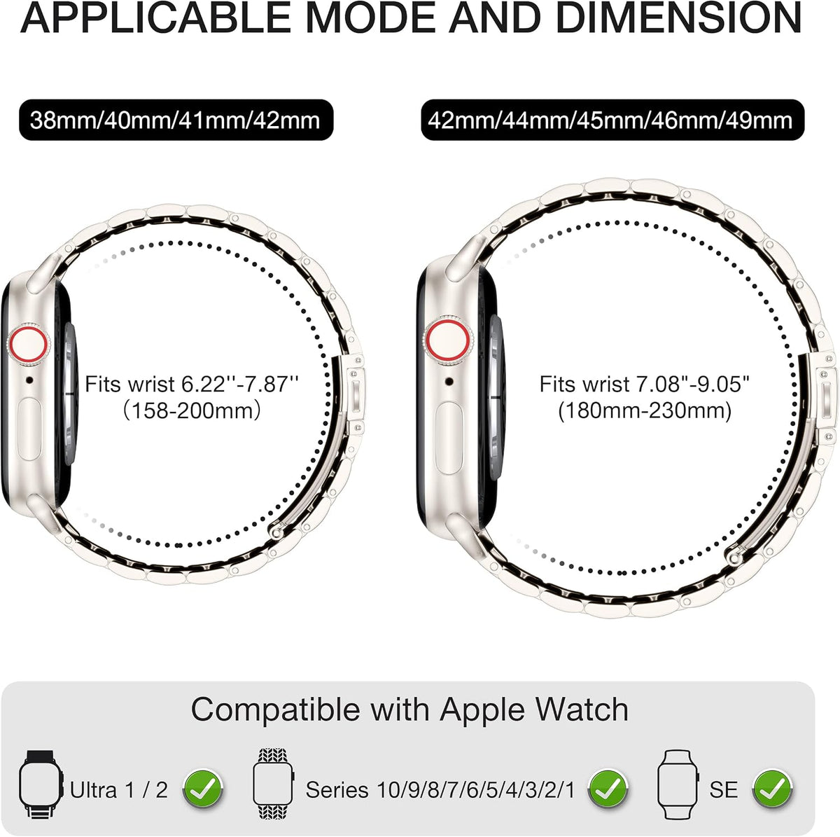 EPULY Correa de acero inoxidable para Apple Watch, compatible con 4...