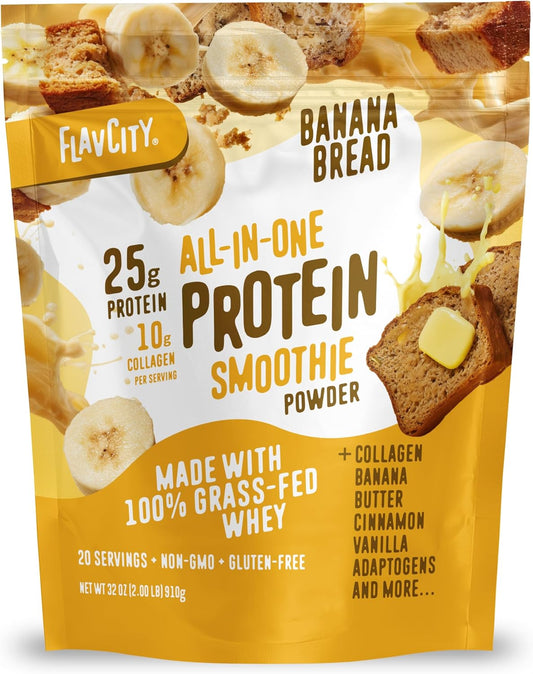 FlavCity - Batido de proteína todo en uno, pan de plátano, 20 porci...