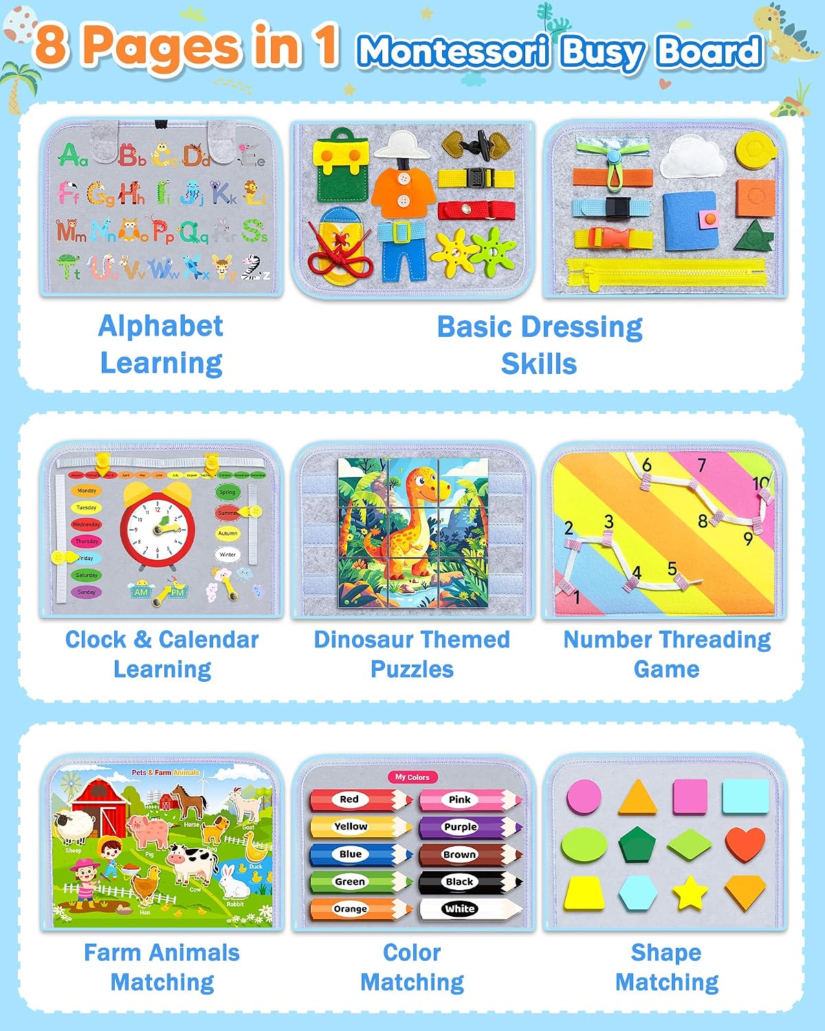 Gojmzo Busy Board Montessori Juguetes para niños pequeños, regalos...