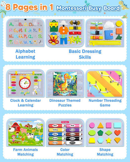 Gojmzo Busy Board Montessori Juguetes para niños pequeños, regalos...