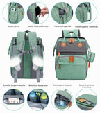 KABAQOO Mochila para pañales con estación de cambio desmontable, bo...