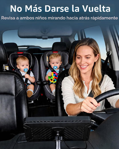 Cámara para coche de bebé para 2 niños para asiento: pantalla ultra...