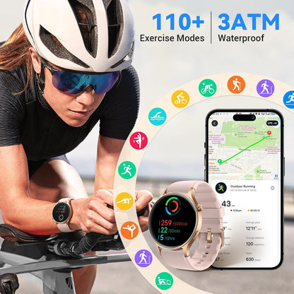 Fitpolo - Reloj inteligente para mujer, rastreador de fitness AMOLE...