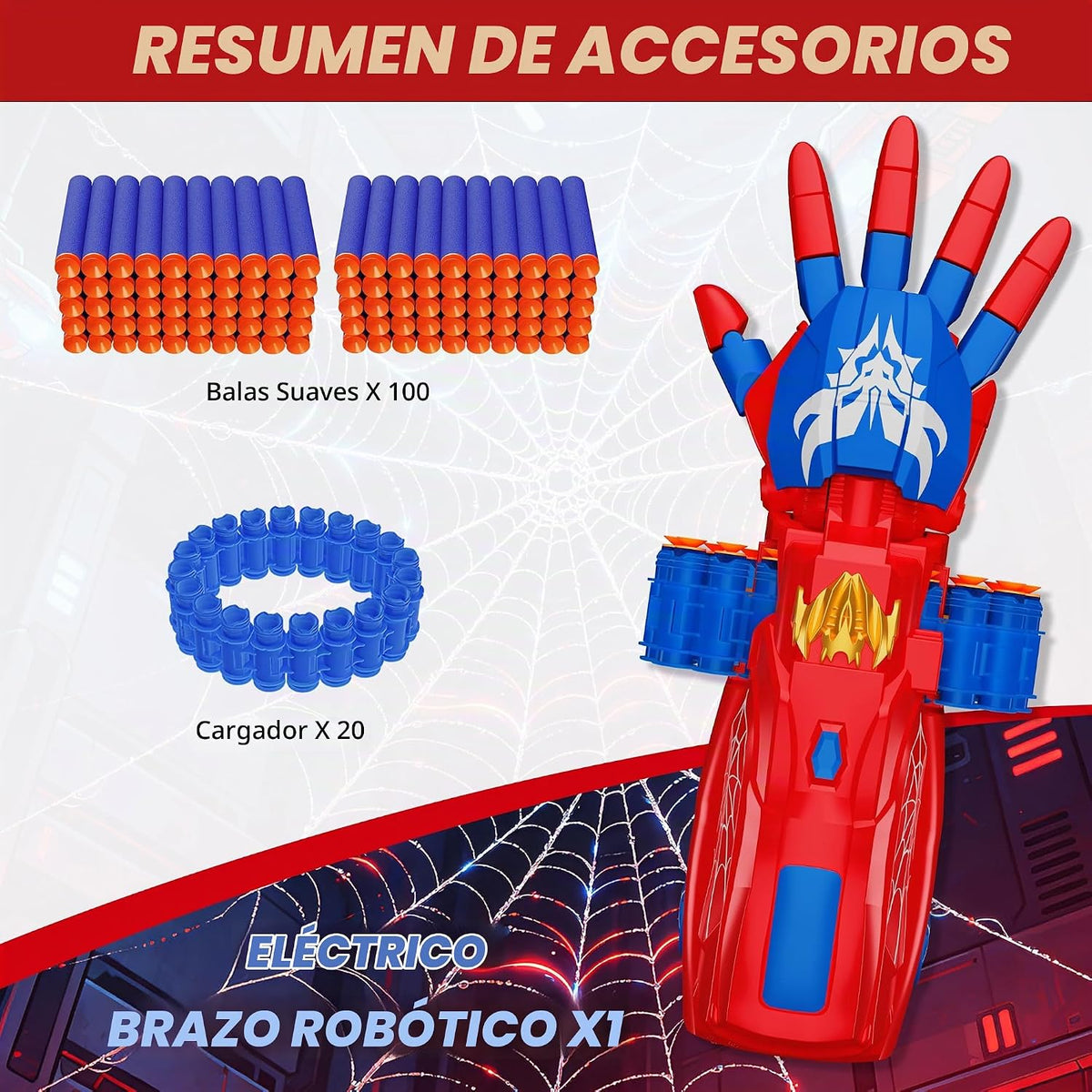 Pistola de juguete de dardos de espuma motorizada de superhéroe, ac...