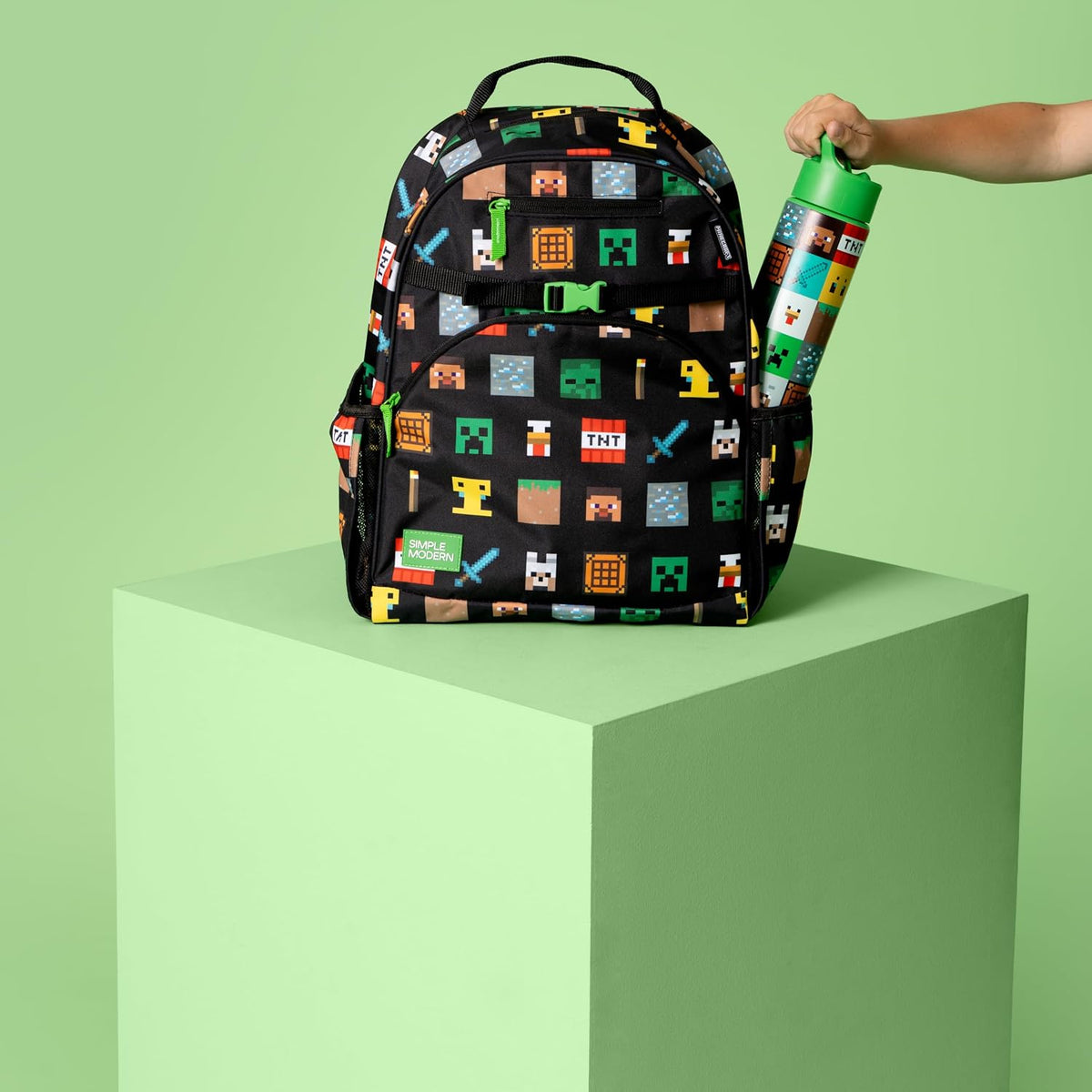 Simple Modern Mochila Minecraft para niñas, niños | 18L | Fletcher...