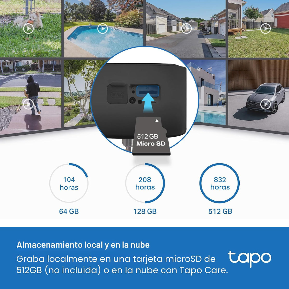 Tapo Cámara de seguridad inalámbrica para exteriores 1080p, batería...