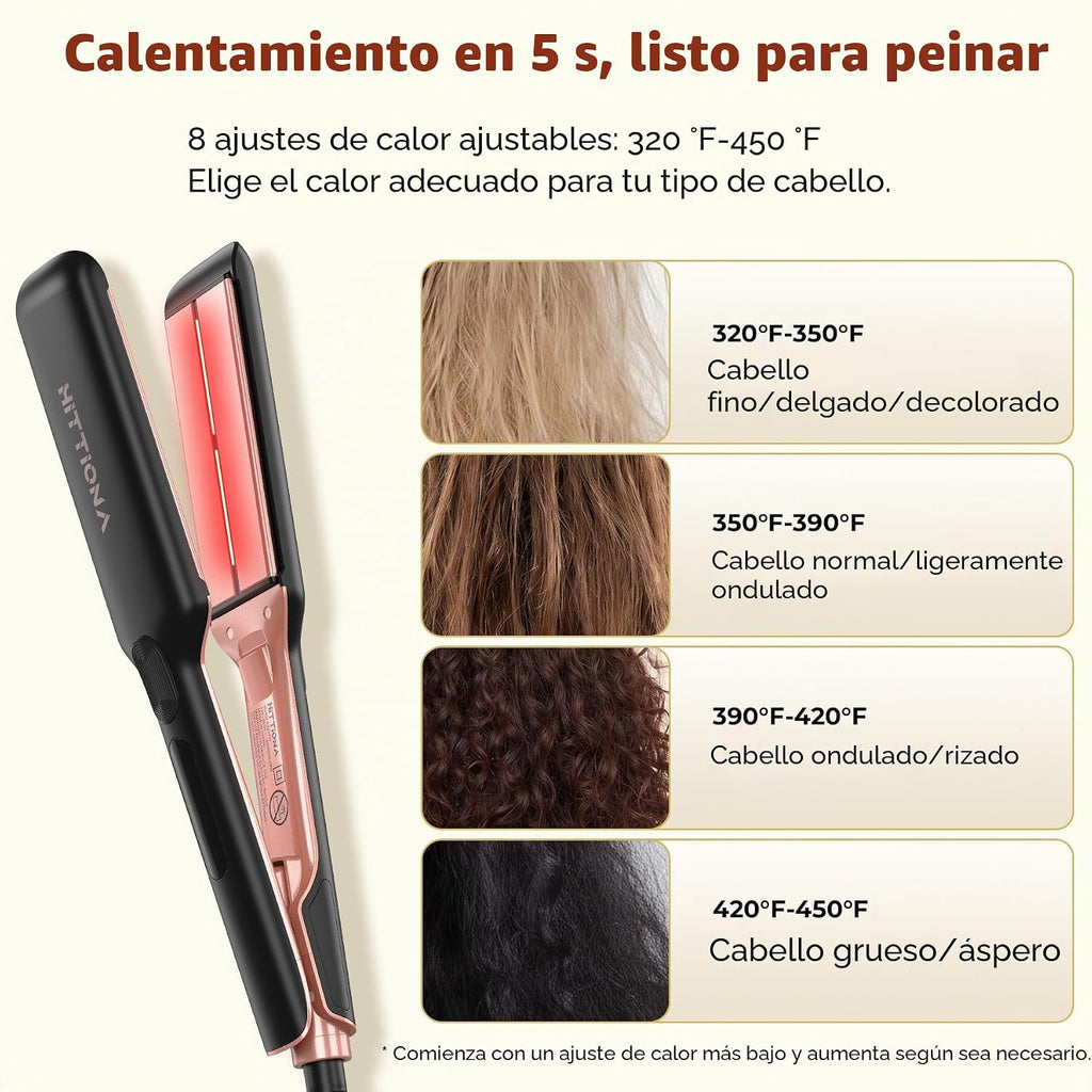 Plancha de pelo de cerámica de 1.75" de ancho para mujeres, pla...
