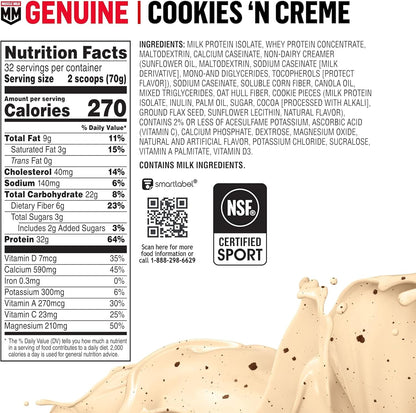 Polvo de proteína genuine Muscle Milk, galletas y crema, 4.94 libra...
