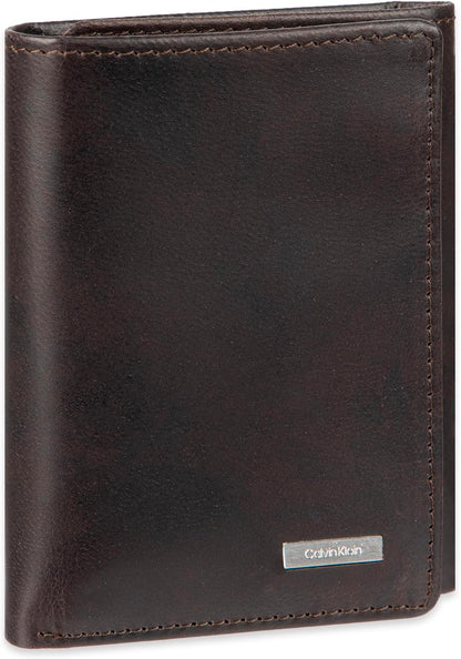 Cartera trifold de cuero con bloqueo RFID para hombre de Calvin Klein