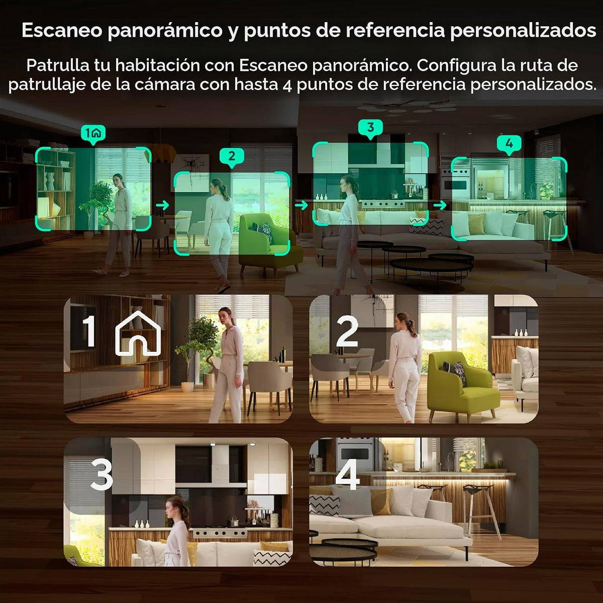 WYZE Duo Cam Pan IP65 2K 360° Pan\/Tilt Cámara de seguridad intelig...