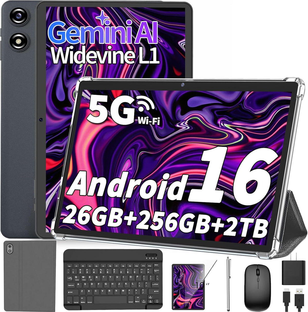 2026 Android 16 Tablet con teclado - Tableta electrónica de 10 pulg...