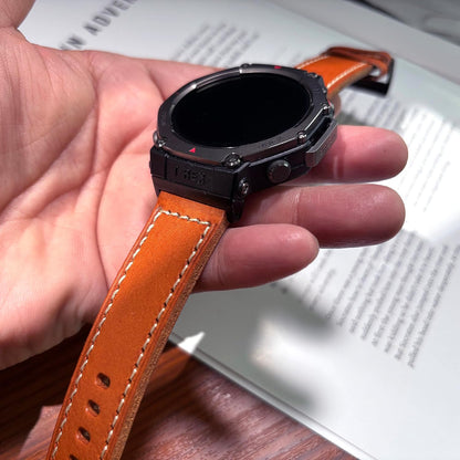 SMITHA Correa de reloj de cuero genuino compatible con Amazfit T-Re...