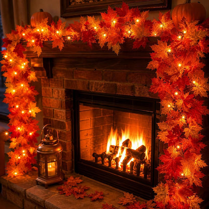 Decoraciones de otoño para el hogar, guirnalda de otoño enchufable...