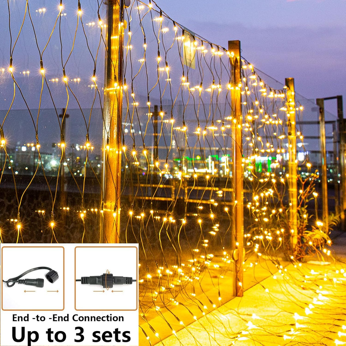Joomer Paquete de 2 luces de red de Navidad de 12 pies x 5 pies, lu...