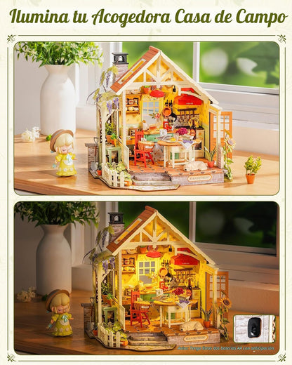 Rolife Kit de casa de muñecas en miniatura para cocina de granja, r...