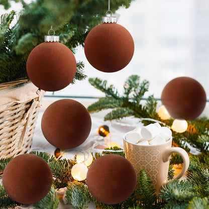 6 adornos grandes de terciopelo de Navidad de 4 pulgadas | Bolas co...